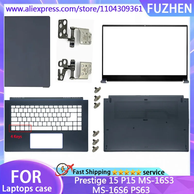 

For Prestige 15 P15 MS-16S3 MS-16S6 PS63 LCD Back Cover Front Bezel Palmrest Upper Top Bottom Case blue