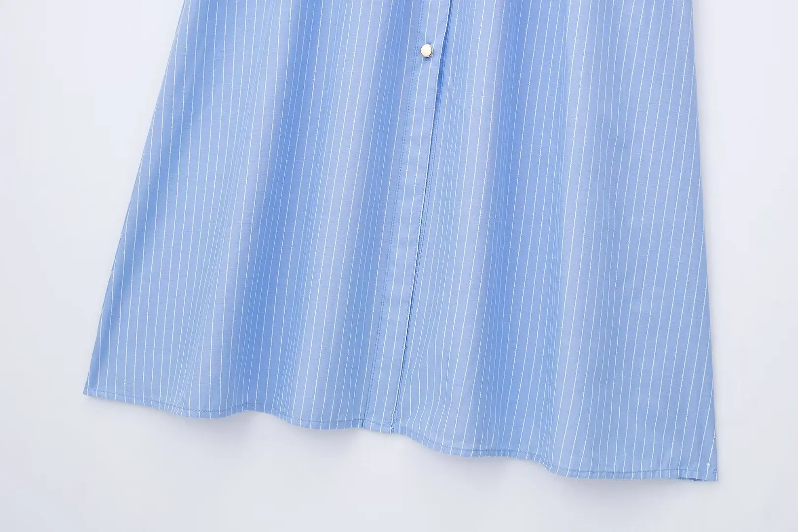 TRAF Blue Striped Shirt Dress Woman Belt Button Midi Dresses for Women Long Sleeve Office Female Dress Summer Long Dress Women