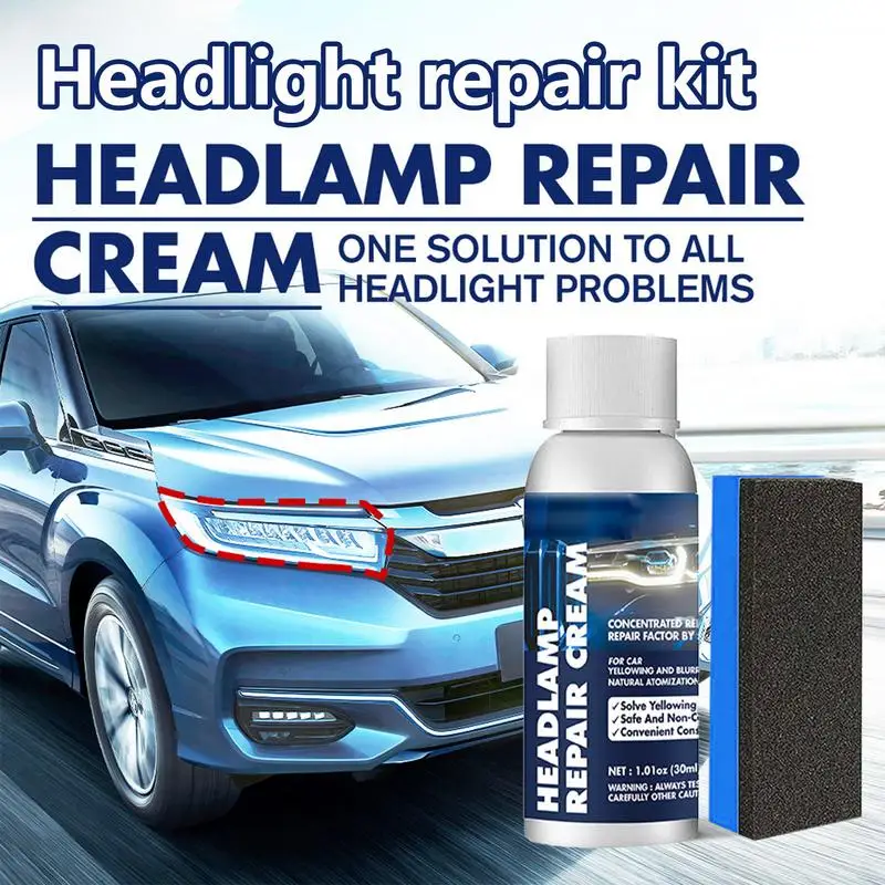 Headlight Restoring Cream Headlight Restoration Polish Cream With Sponge Car Headlight Cleaner Lens Polisher For Repair