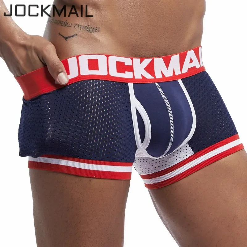 JOCKMAIL Brand Men Underwear Boxers New Mesh Boxer shorts Men Pants Trunks Underpants Cueca Bottom Cotton Male Panties Hot