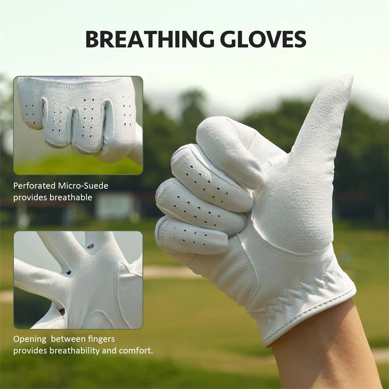 Golf Gloves Men Right Hand Left Handed Golfer Antislip Wear Resistant Comfortable Breathable Fabric All Weather Mens Golf Glove