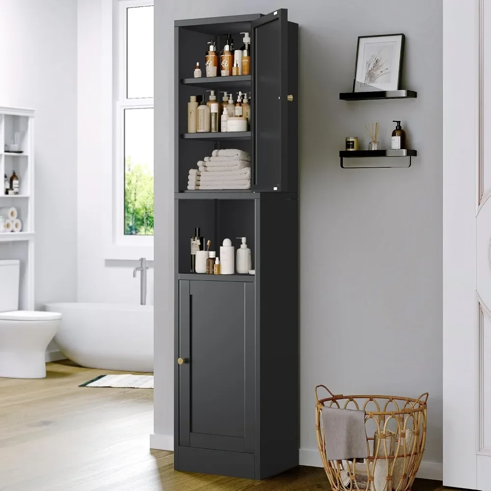

Tall Metal Storage Cabinet,Metal Locker Storage Cabinet with 3 Adjustable Shelves and 2 Doors,Narrow Sideboard for Small Spaces