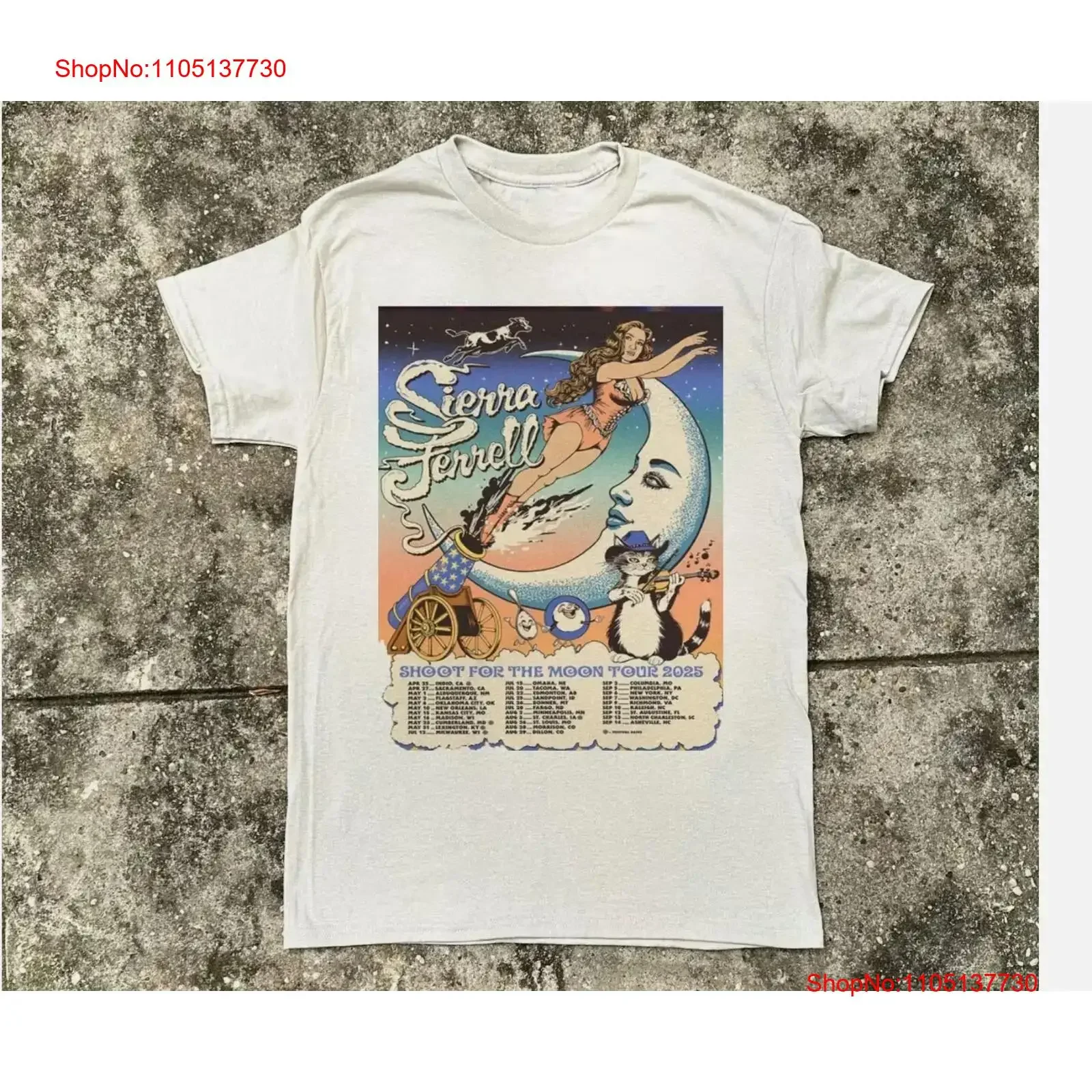 

Sierra Ferrell Tour 2025 для фанатов, полноразмерная футболка, винтажный стираный топ для повседневной носки, стильный унисекс, слегка мягкий