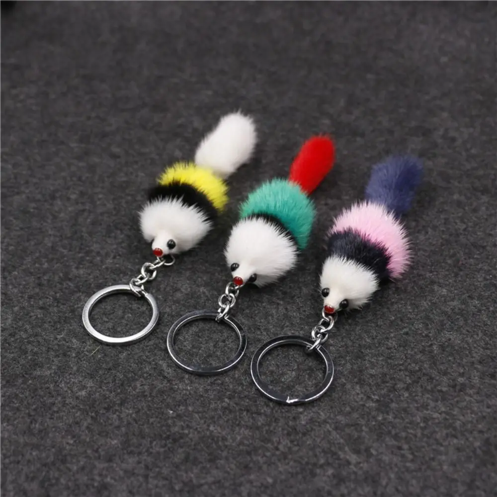 3PCS Cute Mink Fur Mink Fur Keychain Mini Size Soft Touch Hamster Pendant Animal Shape Cute Bag Charm