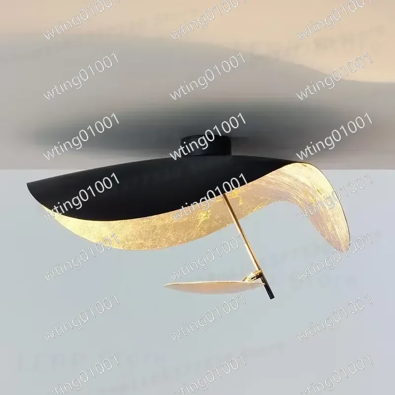 for Nordic Creative Flying Shuttle Hat LED Ceiling Lamp Modern Black White Chandelier for Living Room Coffee Shop Hotel