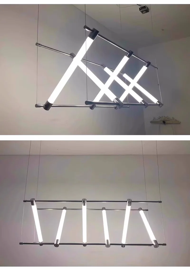 Steel Bar LED Pendant Lights Kichen Island Acrylic