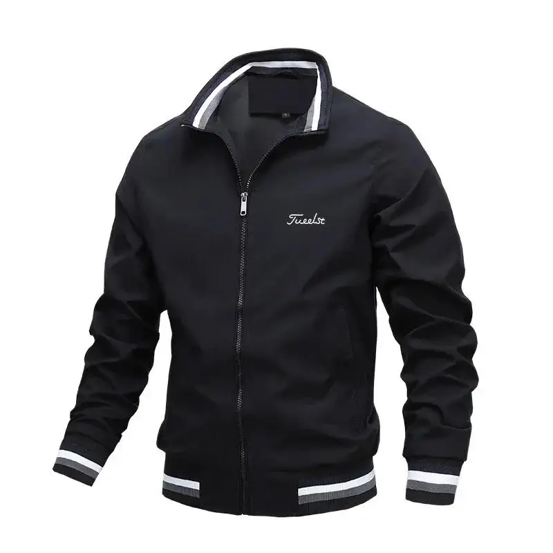 Chaqueta de golf con logotipo para hombre, deportiva informal, a la moda, prueba viento, primavera y otoño