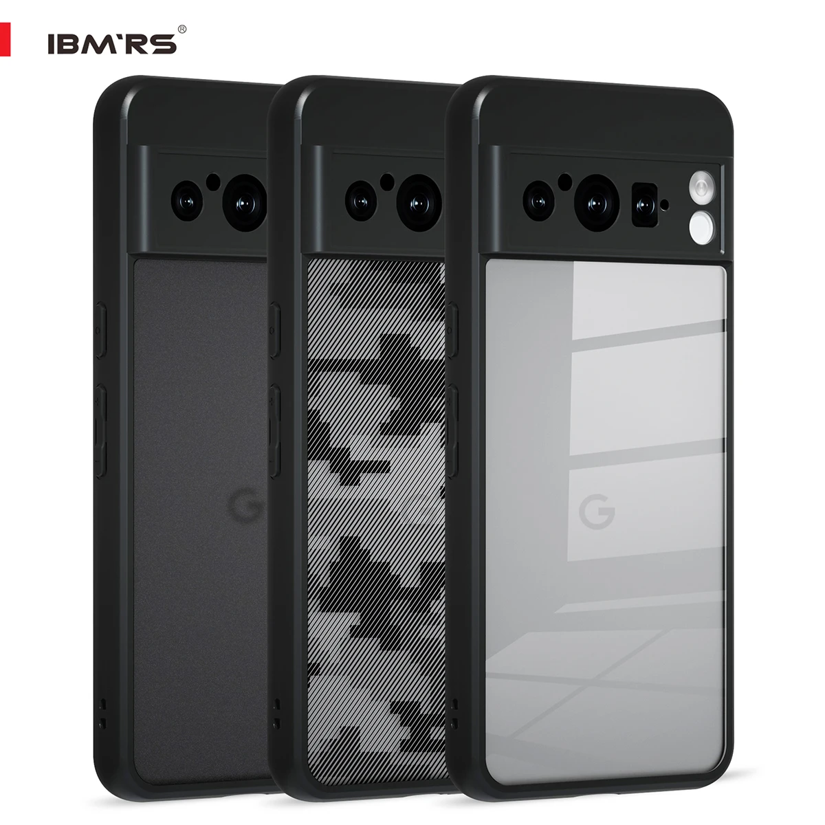 

IBMRS for Google Pixel 8 Pro Case,PC+TPU Camouflage Hard Back Duty Shockproof Advanced Protective Cover - Camo Black