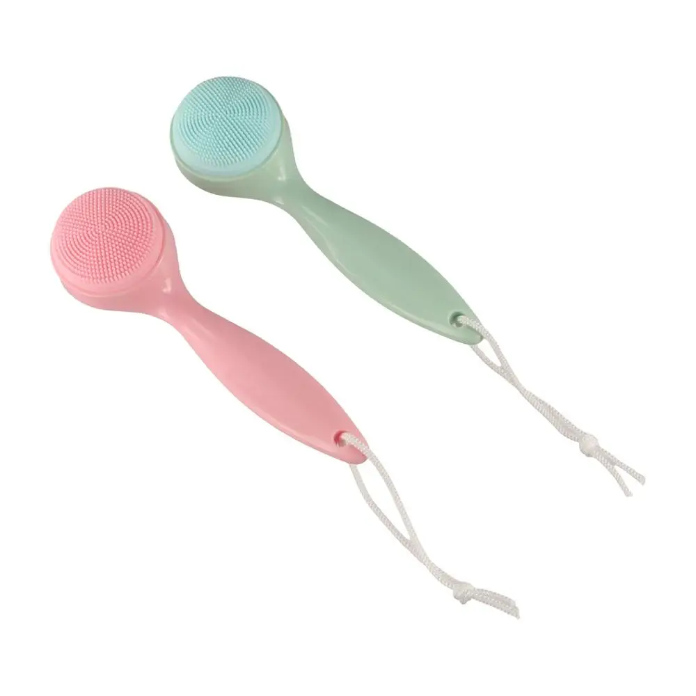 Handmatige siliconen reinigingsborstel Waterdichte exfoliërende siliconen borstel met lange steel Mee-eterverwijderaar Schone poriën