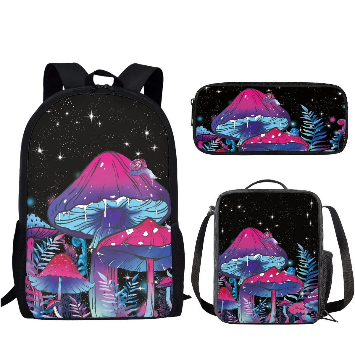 

Psychedelic Magic Mushroom 3Pcs School Bags Set for Teenager Girls Travel Backpack for Women Casual Schoolbag Mochila Infantil