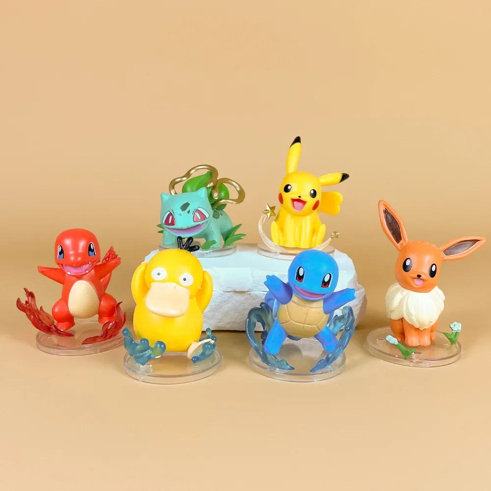 Figuras de acción de Pokémon para niños, 6 piezas, 8cm, Pika, Charmander, Bulbasaur, Squirtle, Charizard, Psyduck, juguetes de colección, regalo