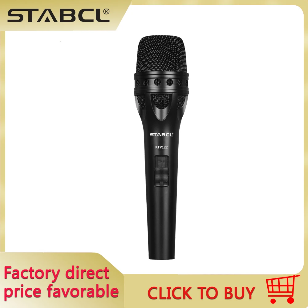 STABCL KTV-122 127 Professional Wired Microphone Cardioid Dynamic Mic Stage Singing Mic Household Karaoke Studio Mic