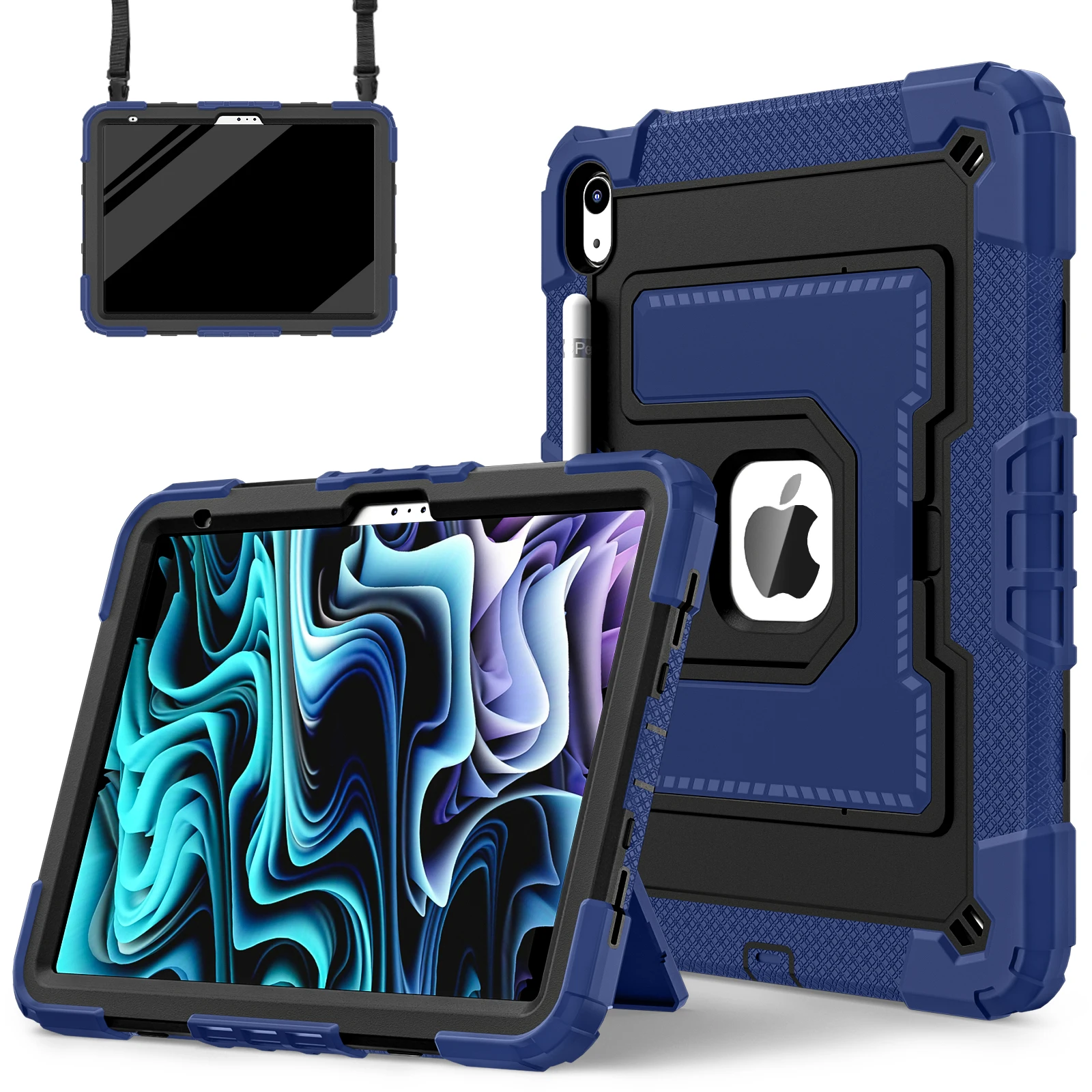 Robuuste Stand Case voor iPad A16 11e 2025 10e 10.9 2022 10.2 7e 8e 9e Air 4 5 6 M2 M3 Mini 6 7 Pc Siliconen Anti-Slip Cover