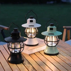 Retro Oudoor Hooking Camping Lamp Stepless Dimming Waterproof Portable Inspection Lamp USB Type-c Rechrage Fishing Light