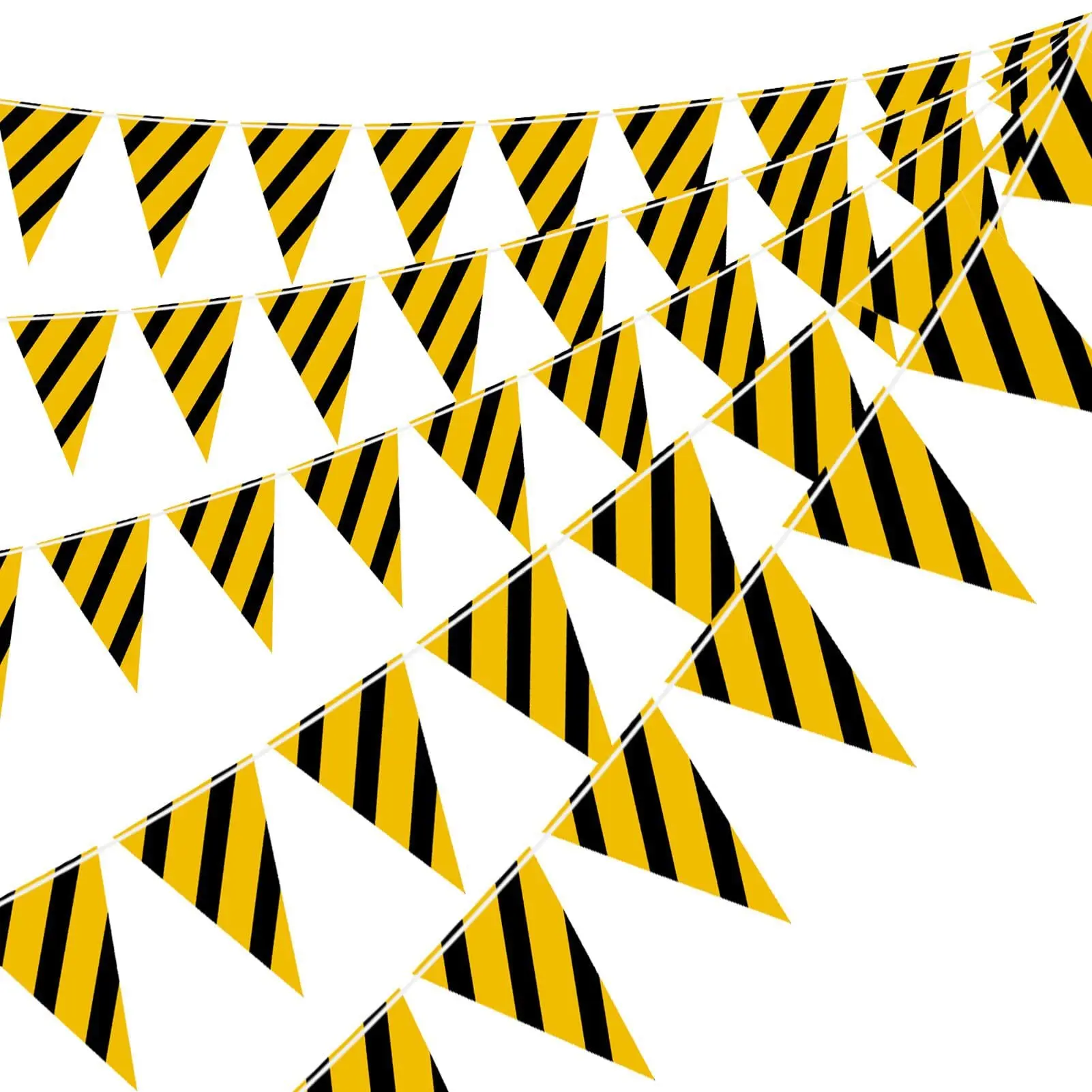 1Pack 10M Kids Constraction Team Party Yellow Black Hanging Flag Boy Engineering Vehicle Birthday Stripe Garland