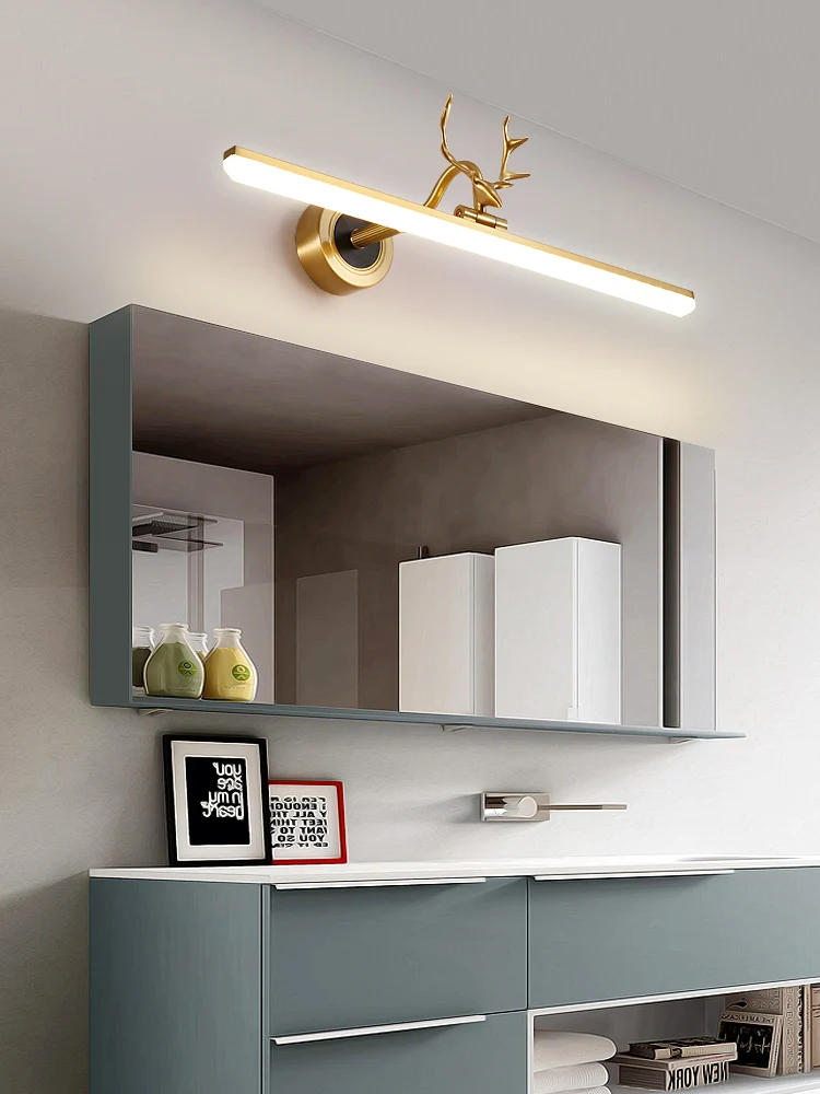 

Elk Style Gold All Copper Bathroom Mirror in front of The Makeup Table Lighting Mirror Lights LED Lustre