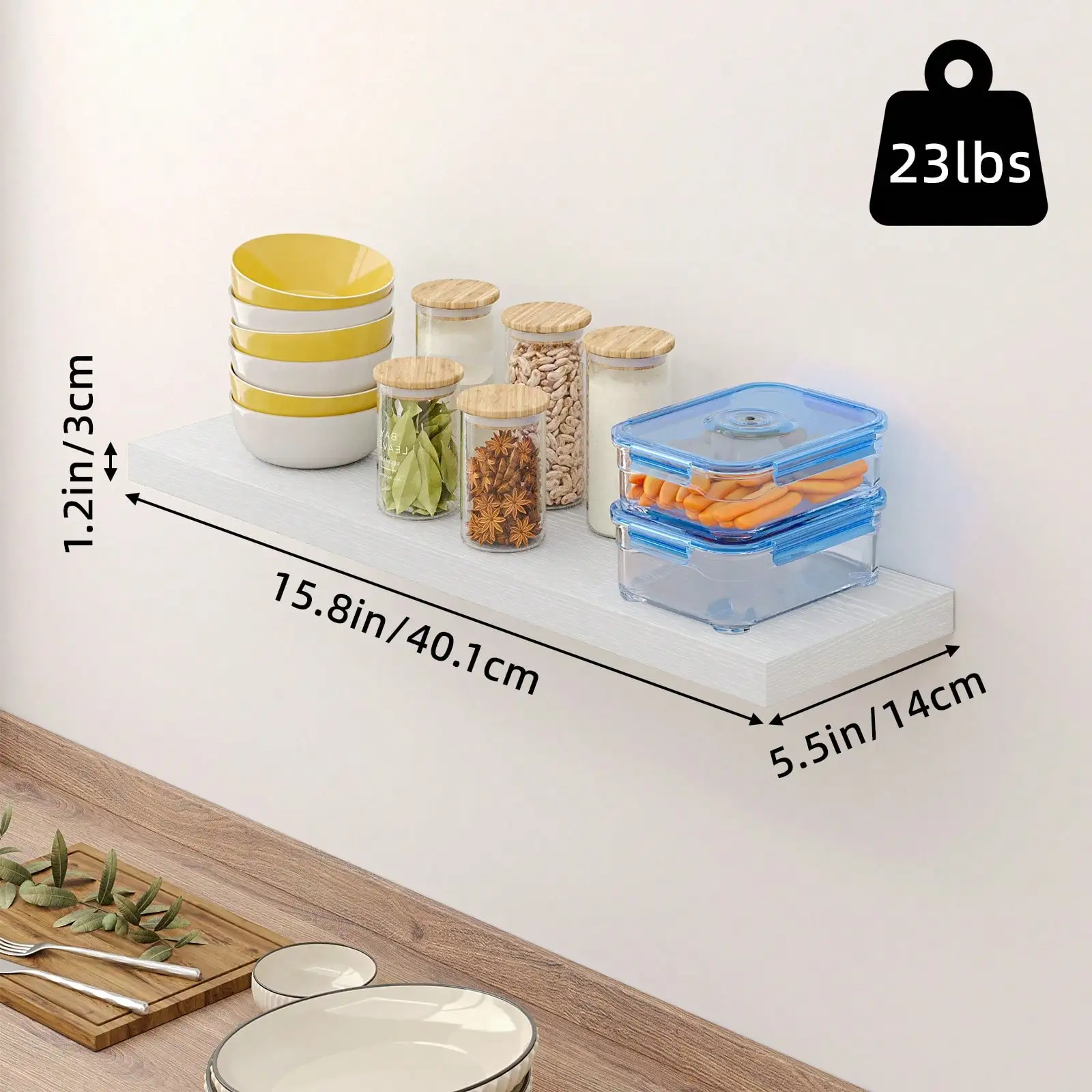 15.8 Inch Floating Shelves For Wall Modern White Wood Bathroom Storage Organizer Shelf Set Of 4 Wall Mounted Display Bookshelf With Hidden Invisible Brackets For Bathroom Bedroom Living Room Decor Housewarming Gift view 2
