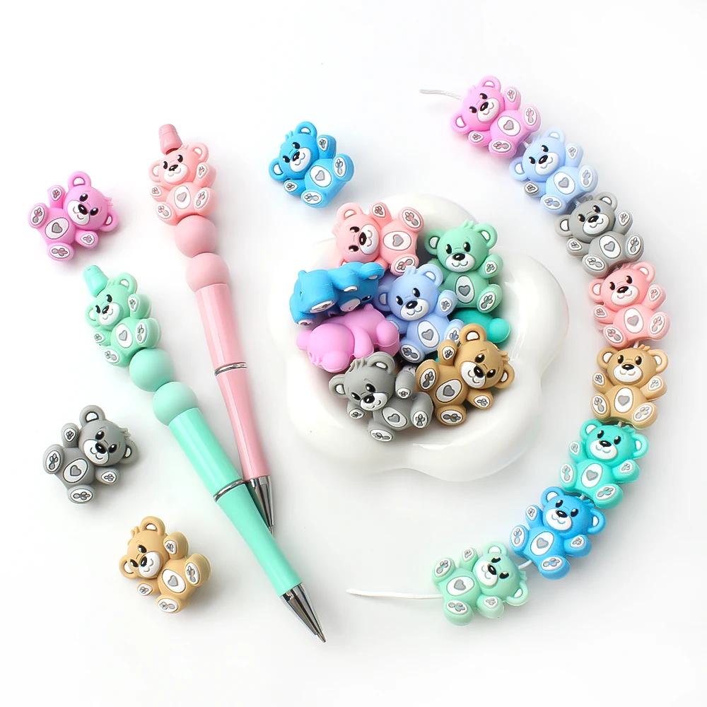 3D Bear Silicone Beads for DIY Keychains and Crafts