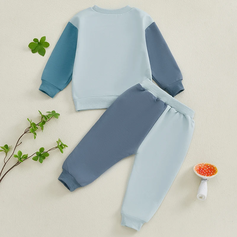 

Boys Autumn Letter Embroidery Sweatshirt and Pants Set with Long Sleeves Toddler 2-Piece Outfit for Fall