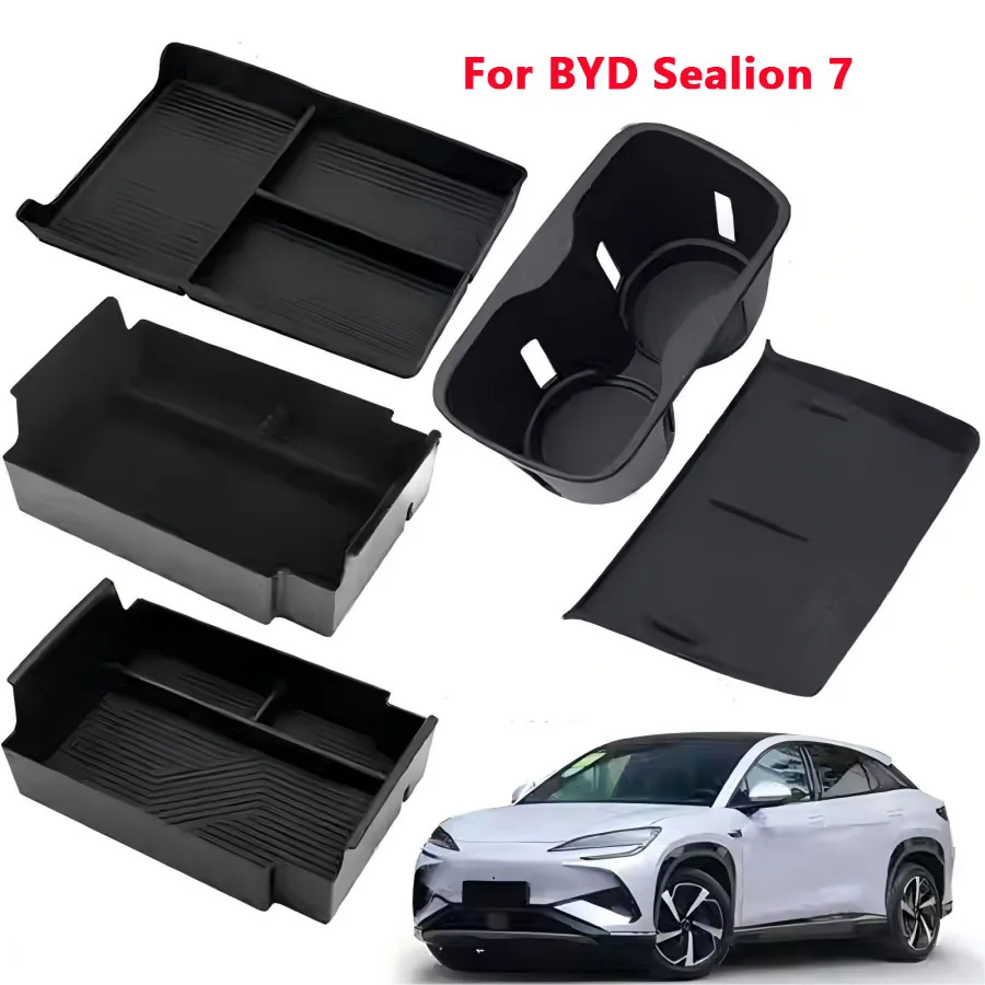 

Ящик для хранения в подлокотнике для BYD Sealion 7 EV 2024 2025, автомобильные аксессуары для интерьера, центральное управление, хранилище, автомобильные аксессуары