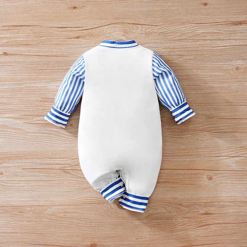 Newborn Baby Baseball Clothes 0-12 Months blue stripe Boston Long Sleeve Footies Toddler Boy Clothes Kids Jumpsuit Pyjama Bebe