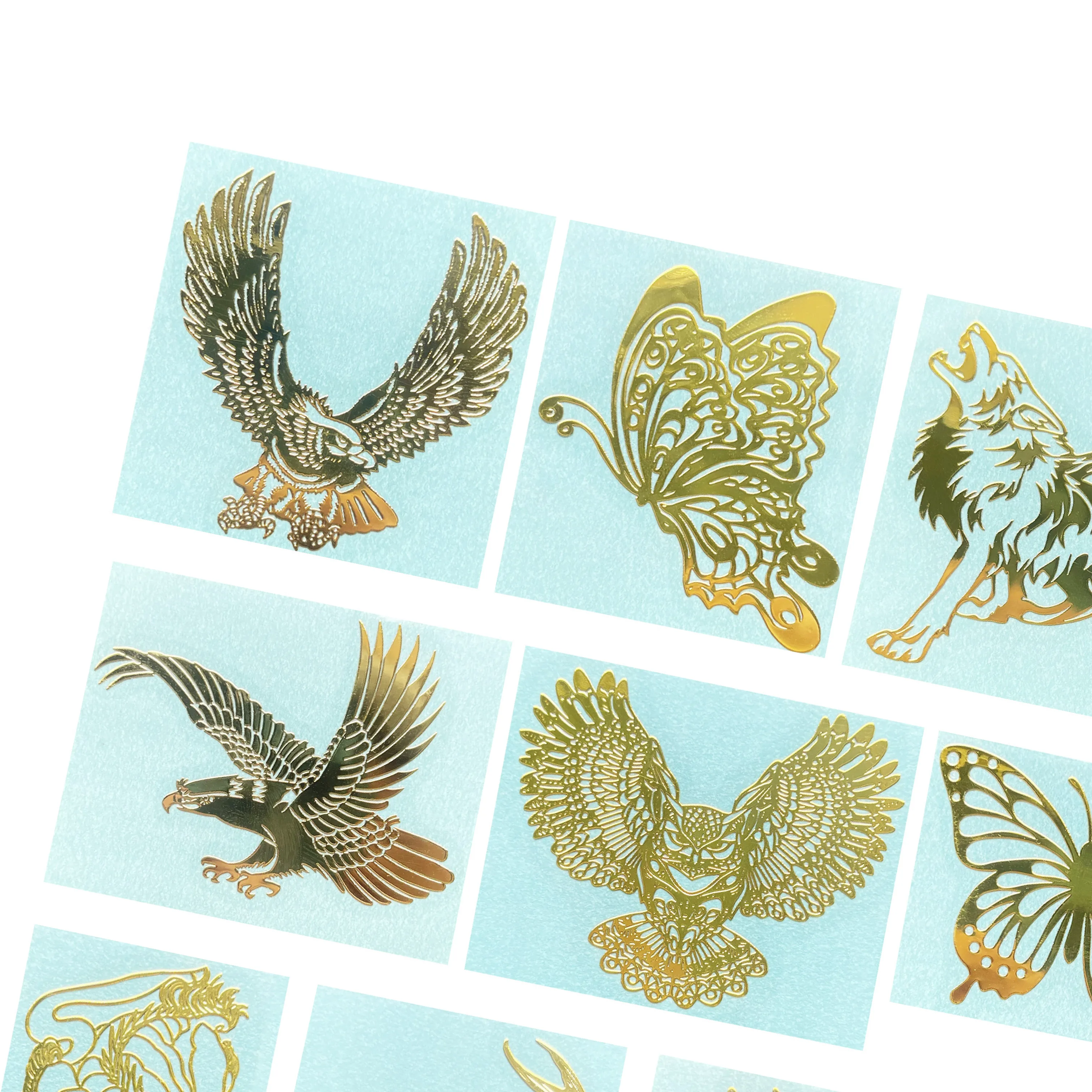 New animal personality metal stickers Eagle, butterfly, Wolf, Koi 3D transfer stickers mobile phone computer decorative stickers