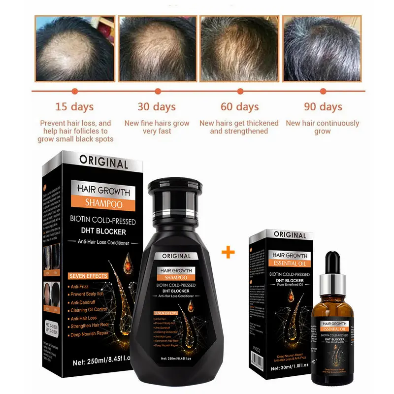 

Hair Growth Essential Oil Biotin Cold-Pressed DHT Blocker and Hair Growth Shampoo Anti-Hair Loss Conditioner Hair Growth Product