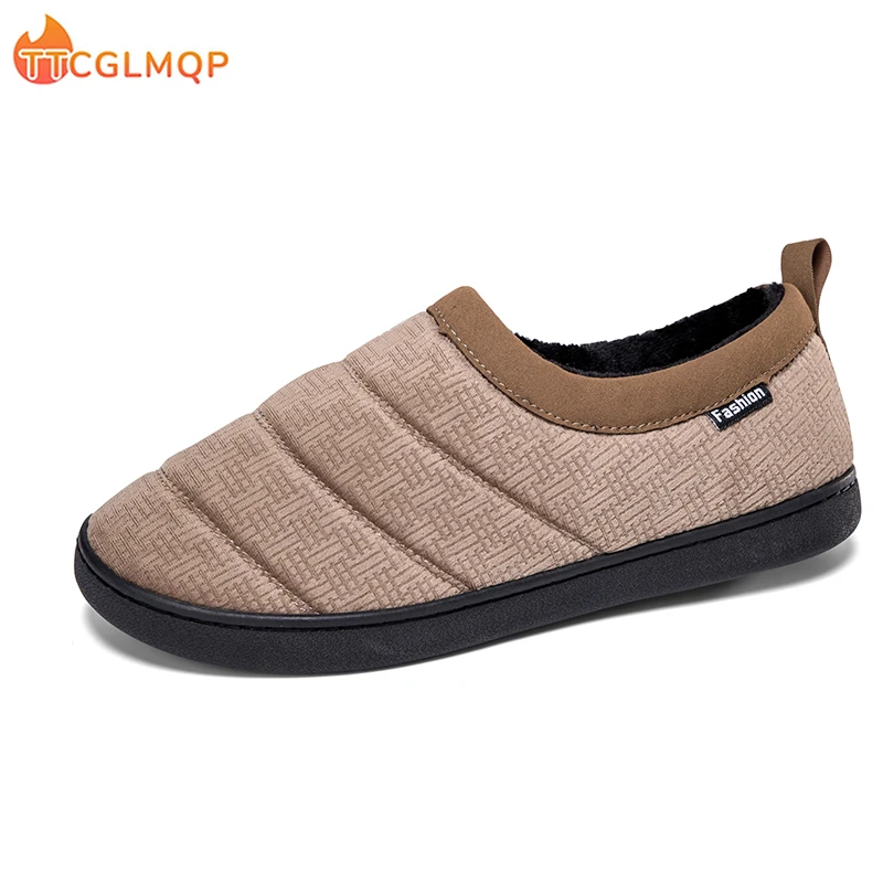 Unisex Home Men Cotton Slippers Winter Casual Indoor Outdoor Non Slip Shoes Warm Velvet Sneakers 2023 Men Women Snow Slippers
