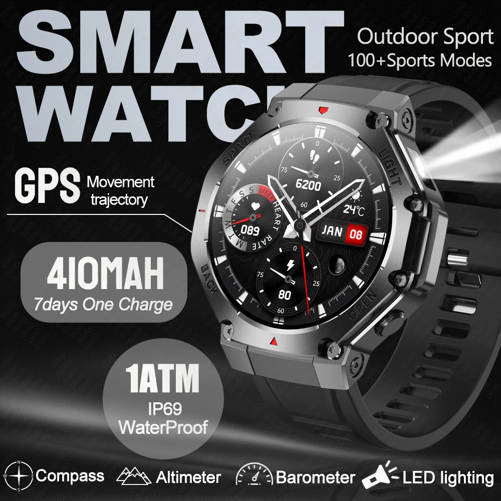 

2025 Новые спортивные умные часы с GPS для мужчин NFC, компас, фитнес-трекер, IP68, водонепроницаемые, Bluetooth-вызовы для Huawei, Xiaomi, умные часы для мужчин