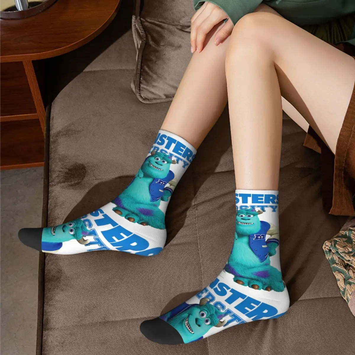 Funny Monsters University Mike And Sulley Skateboard Socks Polyester Middle Tube Socks for Women Men Sweat Absorbing