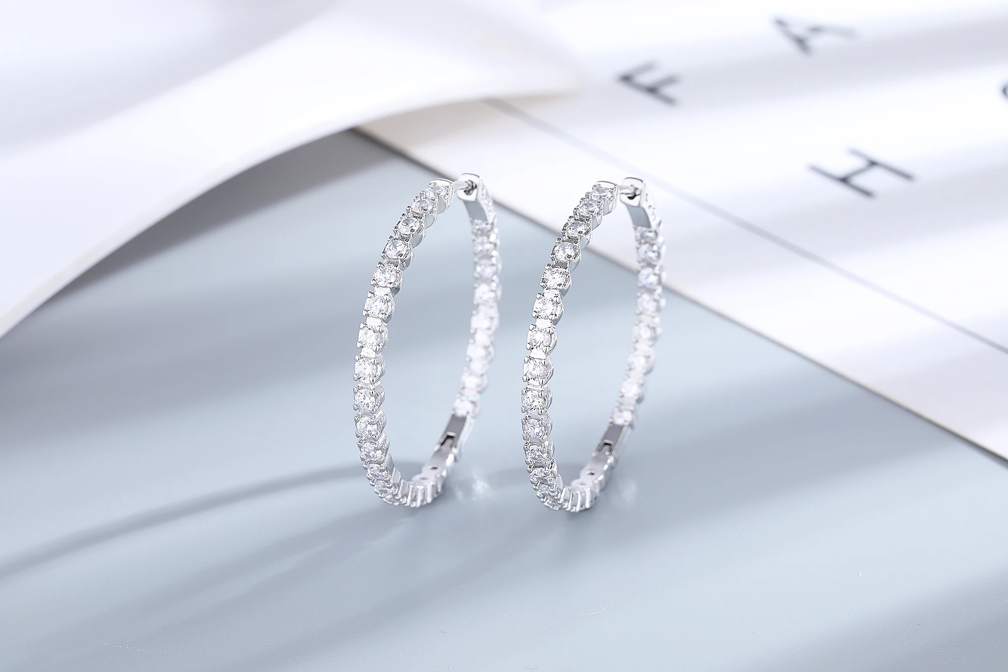 S925 Silver 39mm Big Circle Hoop Earrings For Women Fashion Wedding Fine Jewelry C Hoop Earring