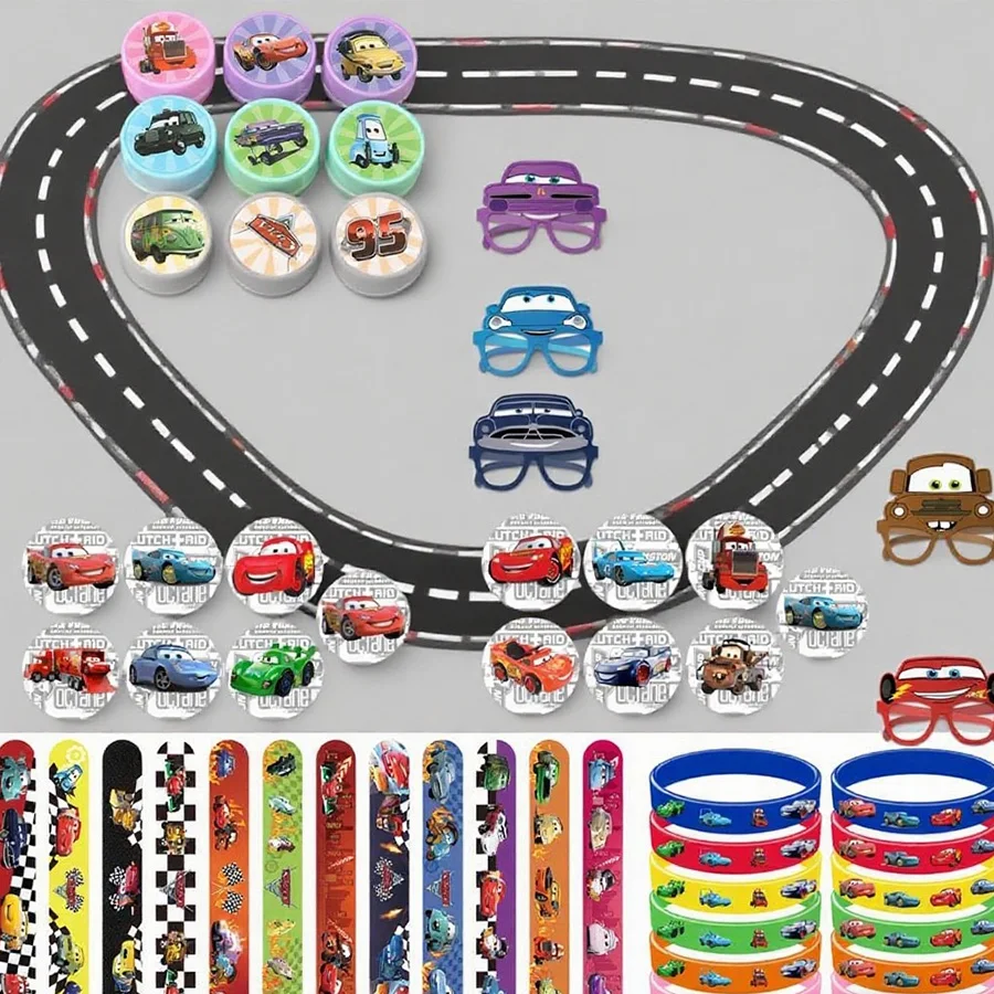 سيارات البرق ماكوين هدايا الحفلات للأطفال حفلة عيد ميلاد لوازم صفعة أساور طوابع ملصقات الفصول الدراسية المكافآت عيد الميلاد