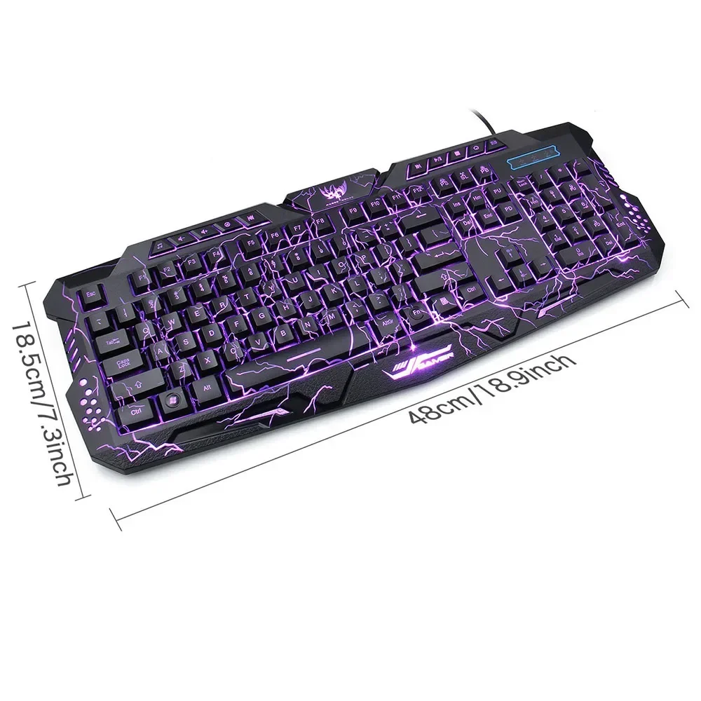 Gaming Keyboard Mechanical Computer Keyboard USB Wired LED 3 Color Red/Blue/Purple Backlit Gamer Lighted Keyboard With MousePad