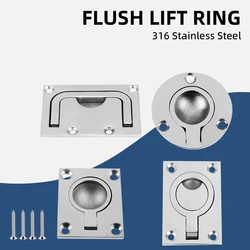 316 Stainless Steel Marine Recessed Deck Hatch Locker Flush Pull Lift Handle Ring Door Knobs Handles Pull Ring Boat Hardware