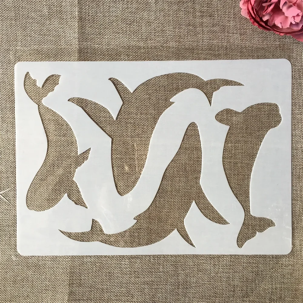 Plantillas de capas para manualidades, 4 piezas, A4, 29cm, ballena, tiburón, Delfín, medusas, pintura, álbum de recortes, para colorear, álbum de