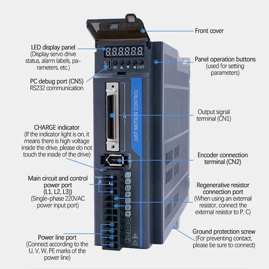 Jmc 80jasm507230k-17bcd + jand7502-20b 750w 0.75kw 3000rpm 2.39nm 80mm 220v محرك سيرفو يعمل بالتيار المتردد مع سائق 17 بت التشفير المطلق