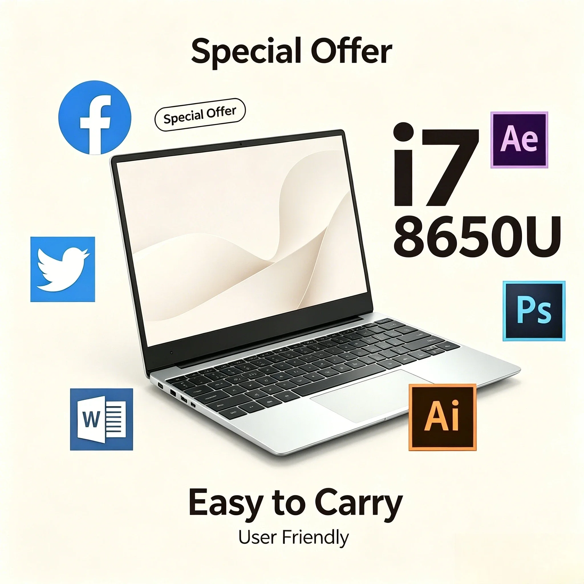 แล็ปท็อปเกมมิ่งขนาด 14.1 นิ้ว บางเฉียบ 32GB 2TB SSD Windows 11 Intel Core i7 8650U พีซีเกมเมอร์ โน้ตบุ๊คสำหรับสำนักงาน 1920x1080 HD ความเร็วสูง