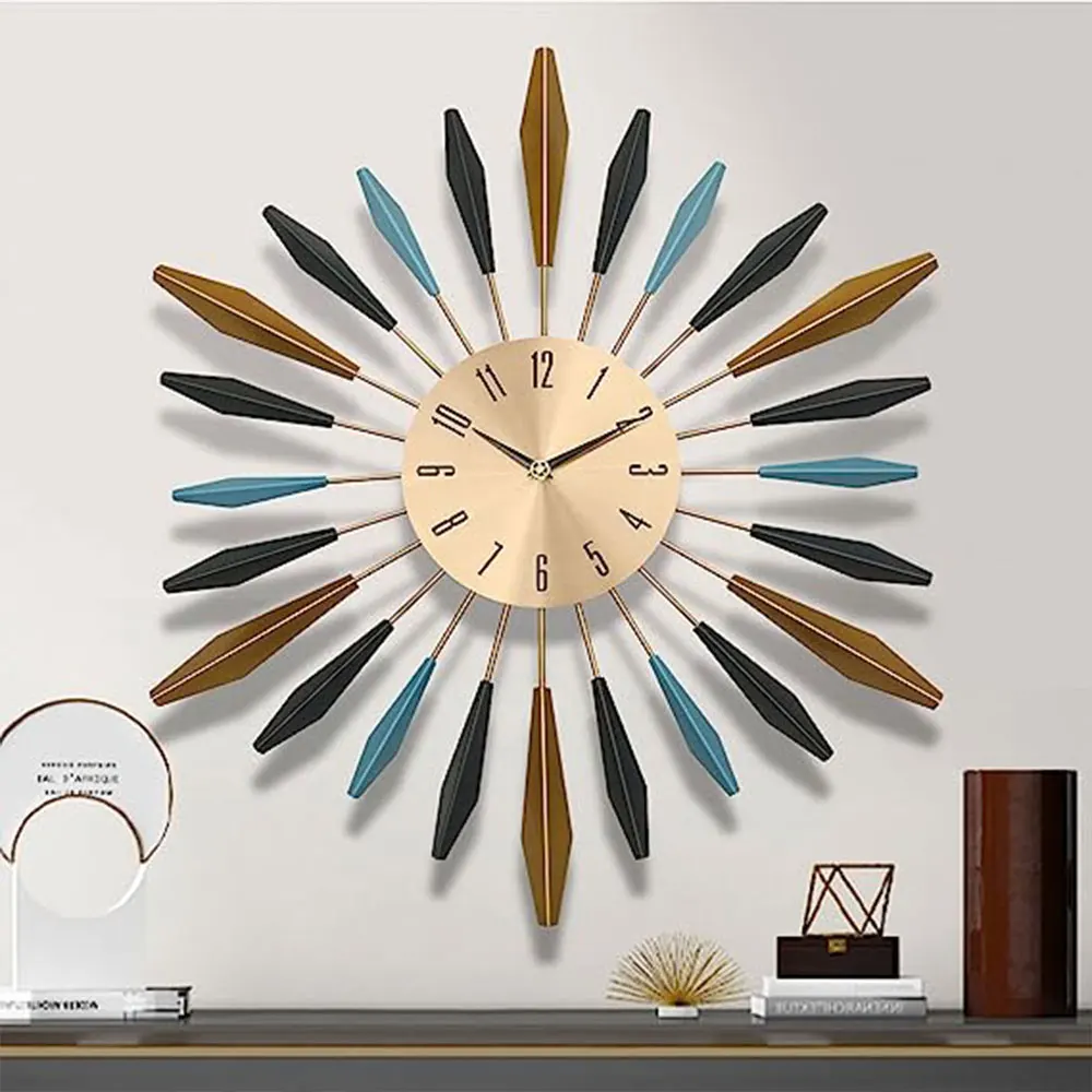 Large Metal Starburst Decorative Wall Clock