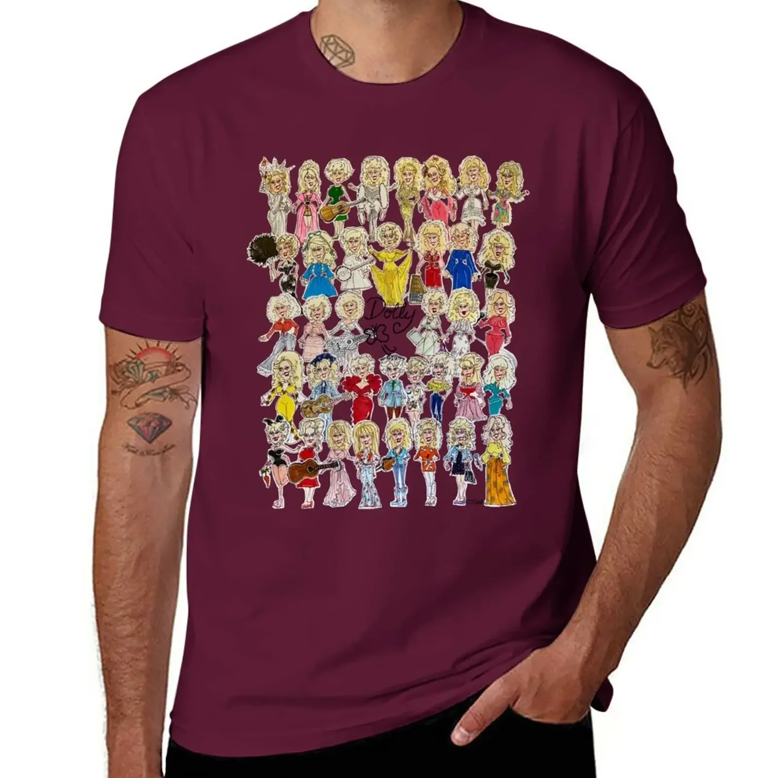 T-shirt à manches courtes et col rond pour hommes, coton, vêtements de créateurs, vintage, Dolly Parton, CC Trubiak, nouveau, 20