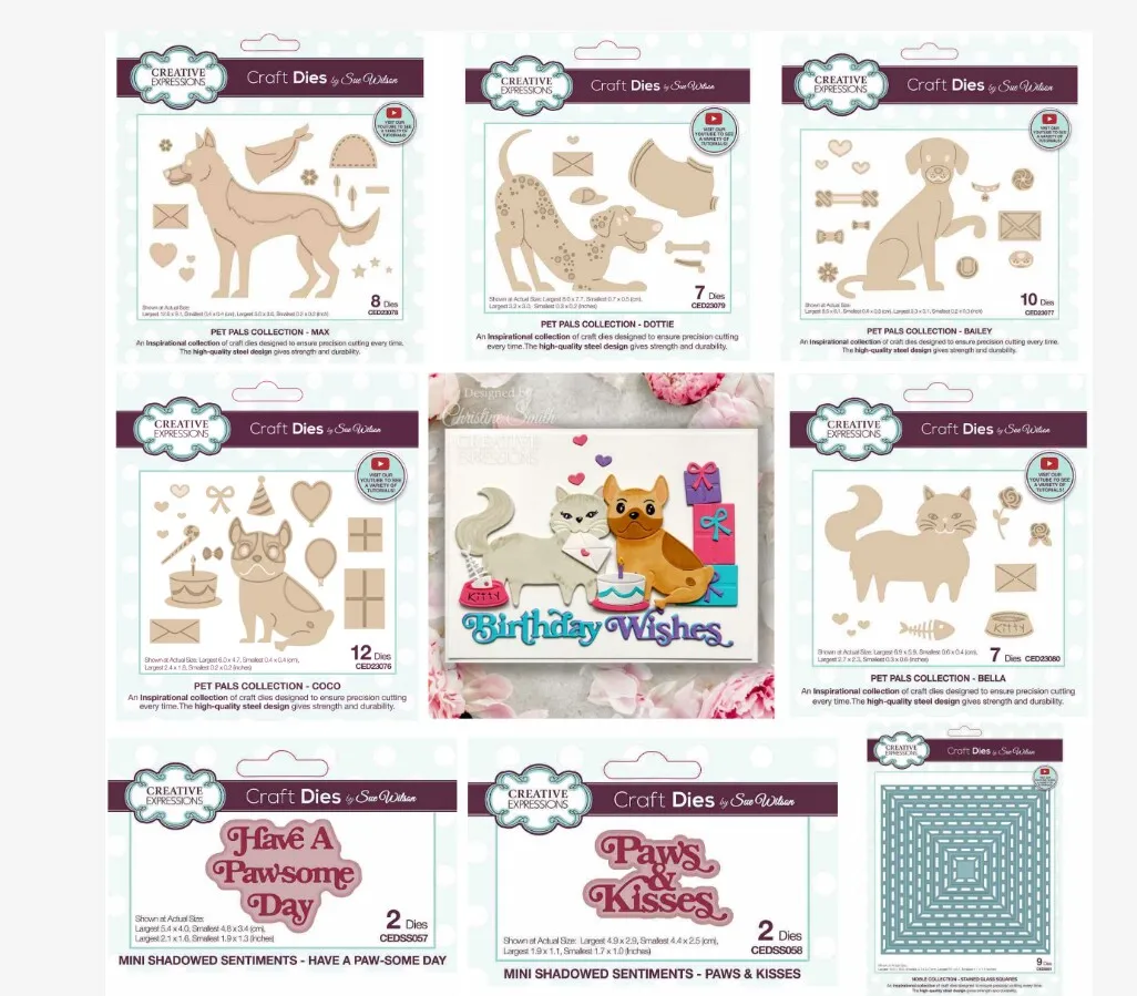 

2025 New Pet Park Birthday Cake Fishbone Glass Cube Metal Cutting Dies For DIY Scrapbook Decoration Embossing Template Supplies