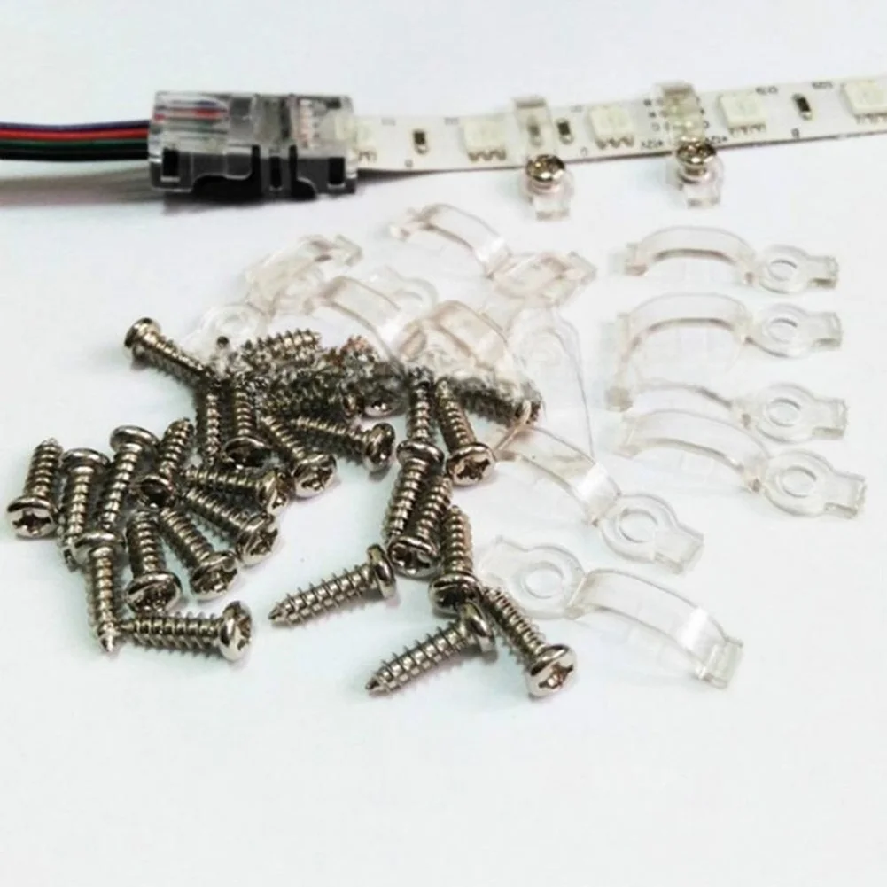 100 LED Strip Mounting Clips for 8mm 9mm 10mm Flexible LED Tape Lights with 100 Screws PP Plastic Fixing Holders