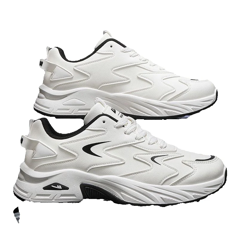 Pull-back Shoes Men's Sneakers 2026 Spring New Height-increasing Trendy Black And White Dad Shoes Casual Running Shoes_vogvips.com