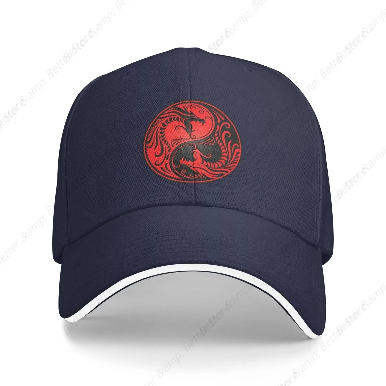 Yin Yang Dragons Red Black Baseball Cap Summer Sun Gift Women Trucker Hat Snapback Men Dad Hats