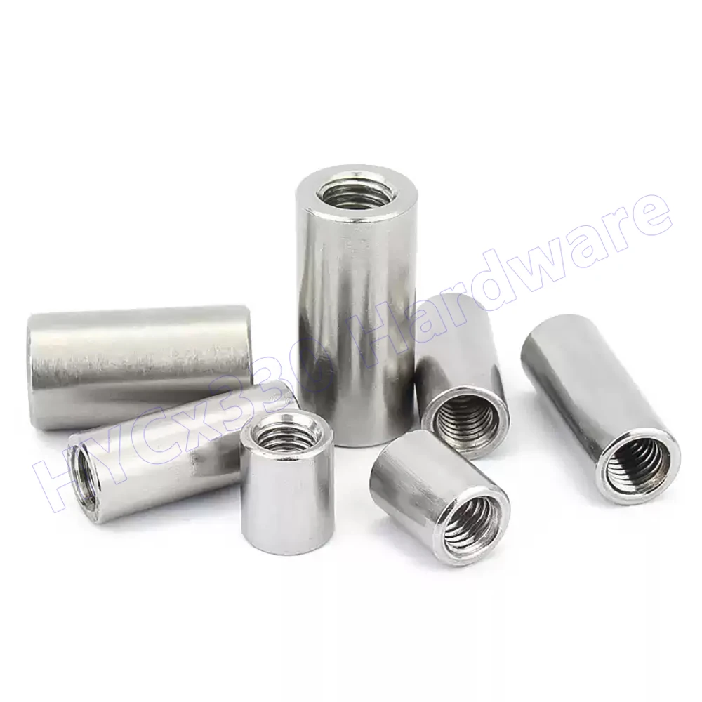 M8 M10 M12 M14 M16 M20 304 Stainless Steel Round Column Joint Coupling Nut Extension Thicken Cylindrical Connect Screw Nut