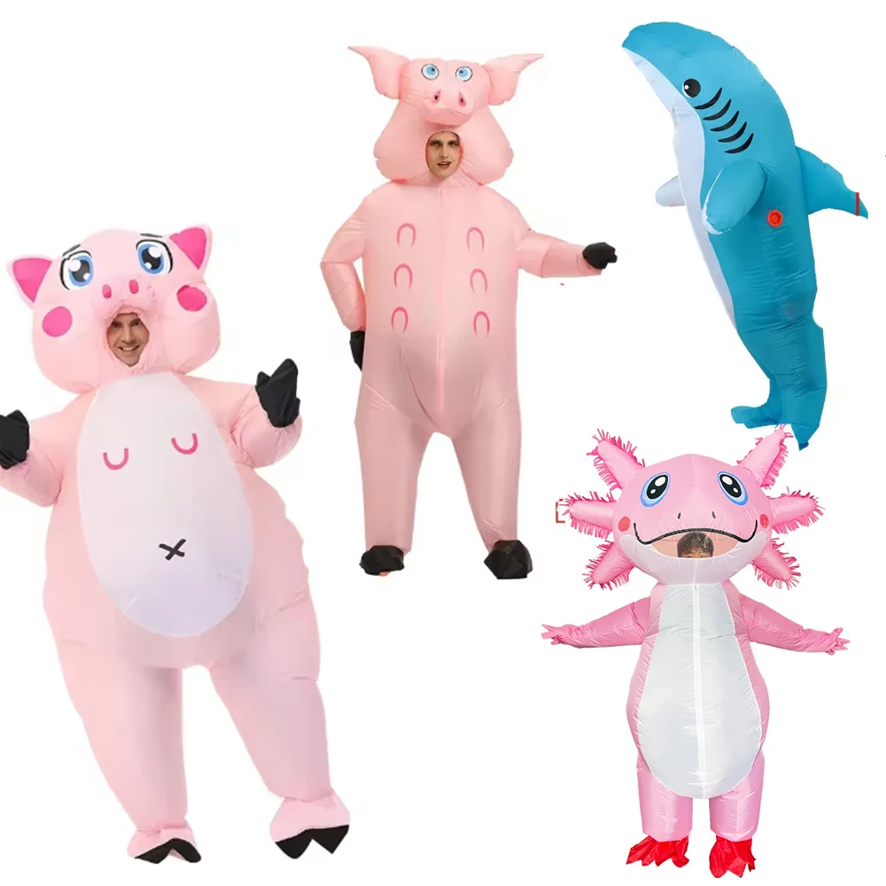 

Cute Pig Inflatable Costume Halloween Party Shark Alien Cosplay Costumes Party Dress Up For Halloween, Easter Christmas