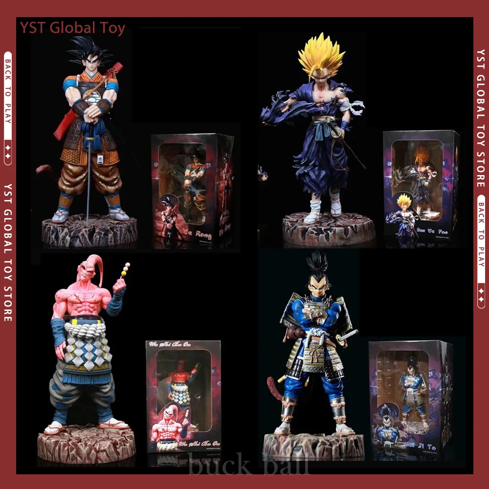 

34cm Dragon Ball Majin Buu Anime Figures Son Goku Samurai Gohan Vegeta Action Figurine Super Saiyan Figure Statue Model Toy Gift