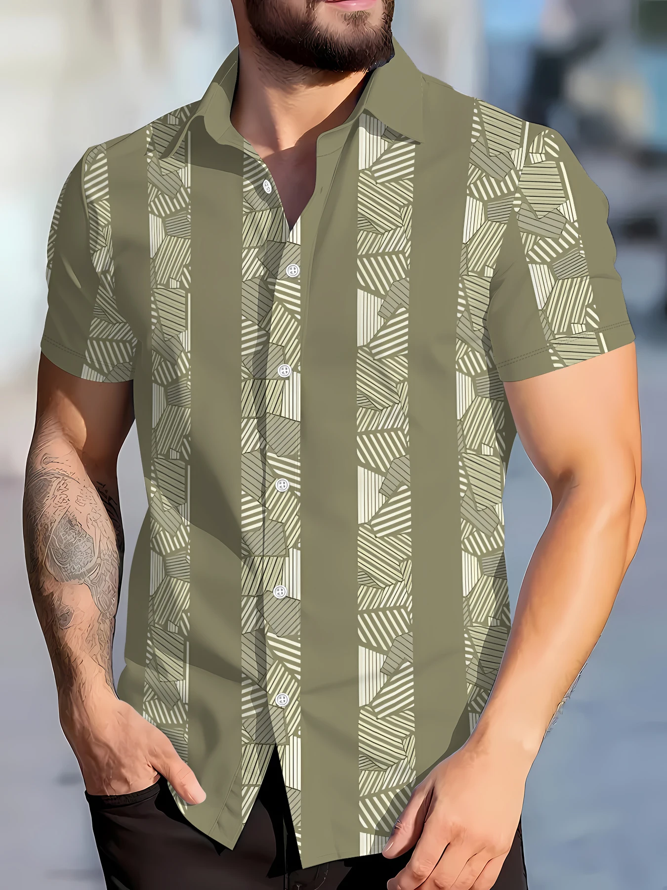 

2026 New Style Men's Short-Sleeved Shirt with 3D Pattern Printing for Street Casual Fashion Comfortable Soft Breathable