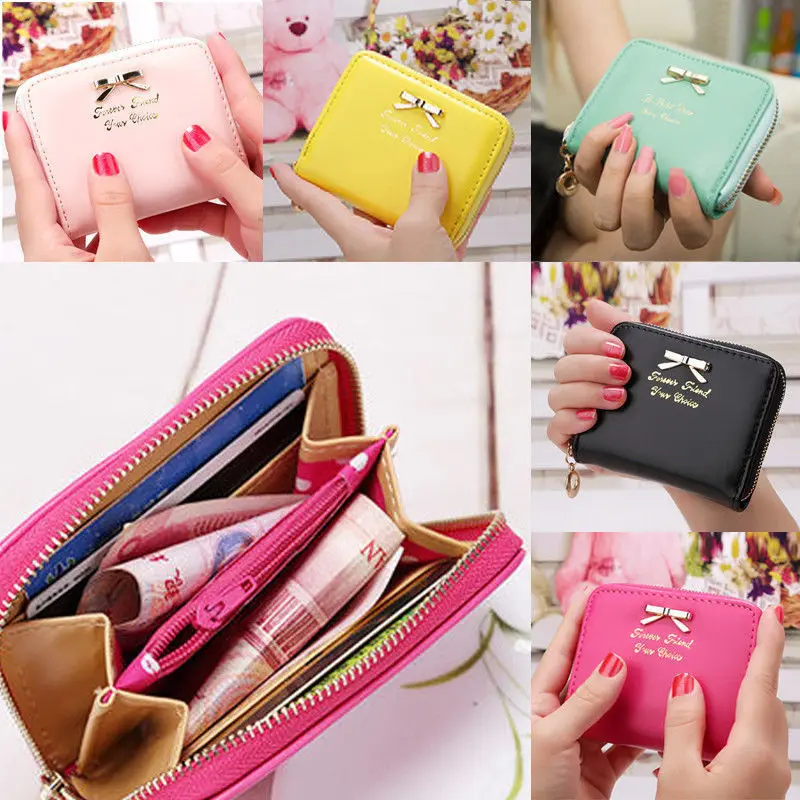

Women's Coin Purse Money Bag Case Wallet Keys Card Pouch Bow Decro Zipper Girls Coin Purses