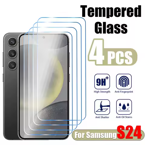 4PCS Tempered Glass For Samsung S24 S22 S23 Plus A73 A53 A33 A23 5G Screen Protector S24 Ultra S21 S20 FE 5G A72 A32 A54 A34 A14