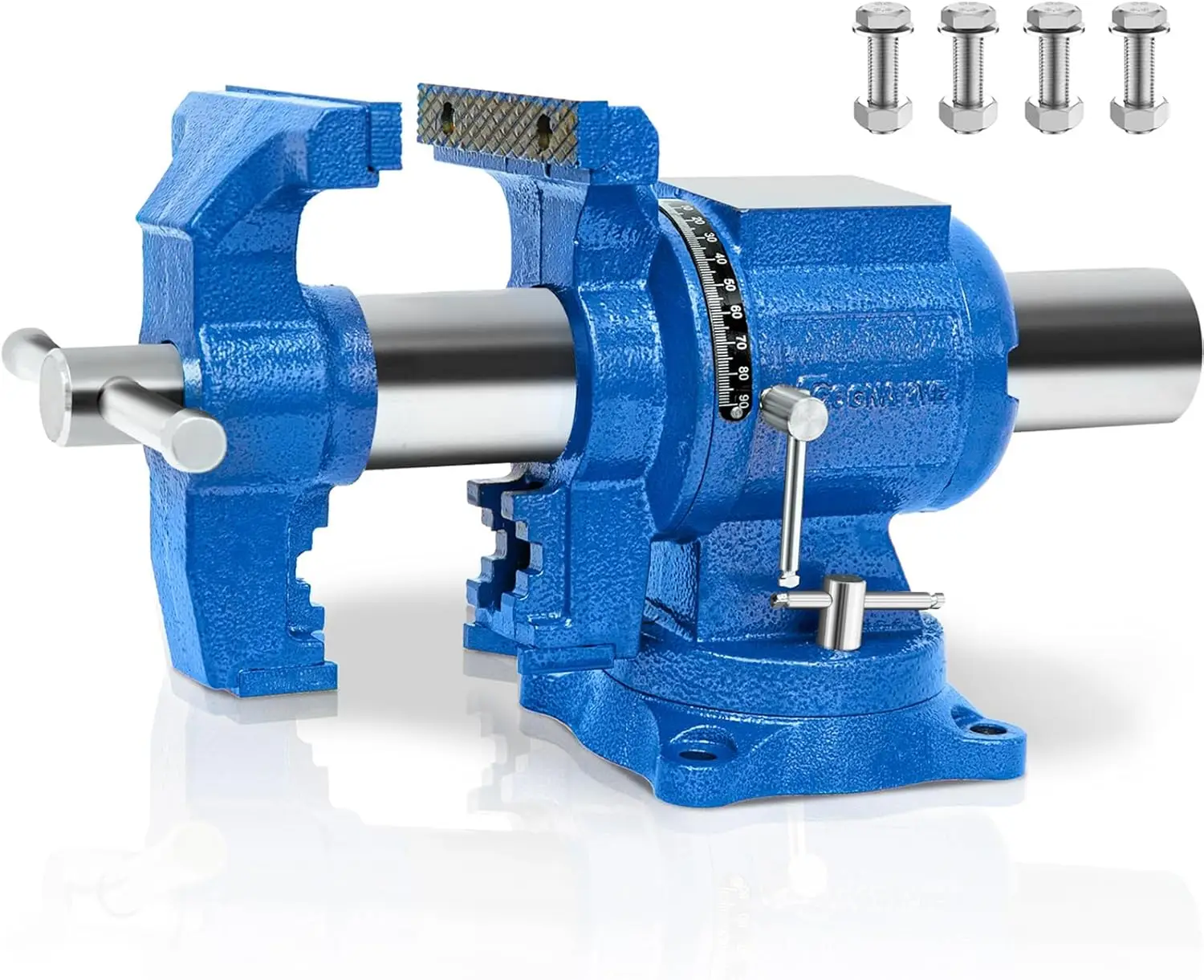 360° Multi-Purpose Bench Vise Ductile Iron Heavy Duty with Anvil Clamp force 4000KG Blue 5-Inch ‎17 x 8.8 x 7.8 inches